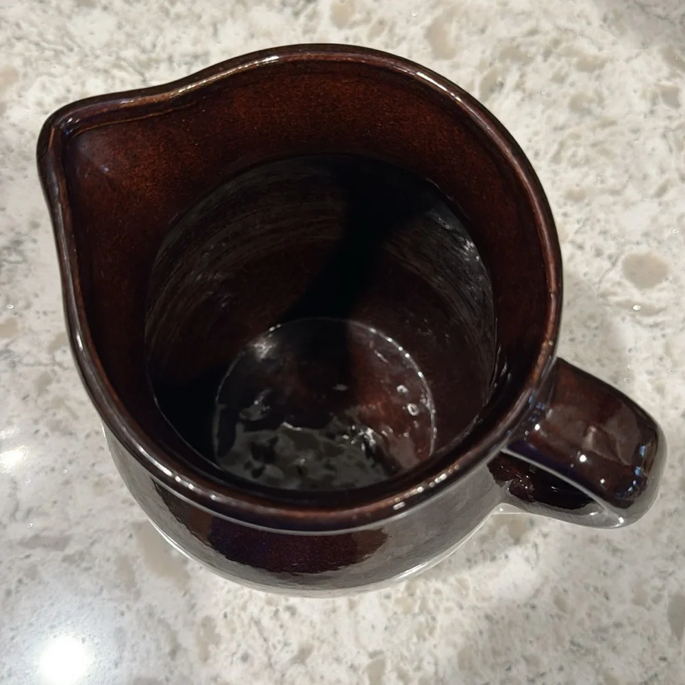 RARE FIND~VINTAGE~STONEWARE~POTTERY PITCHER~NATURAL & BROWN~GREAT CONDITION~G12